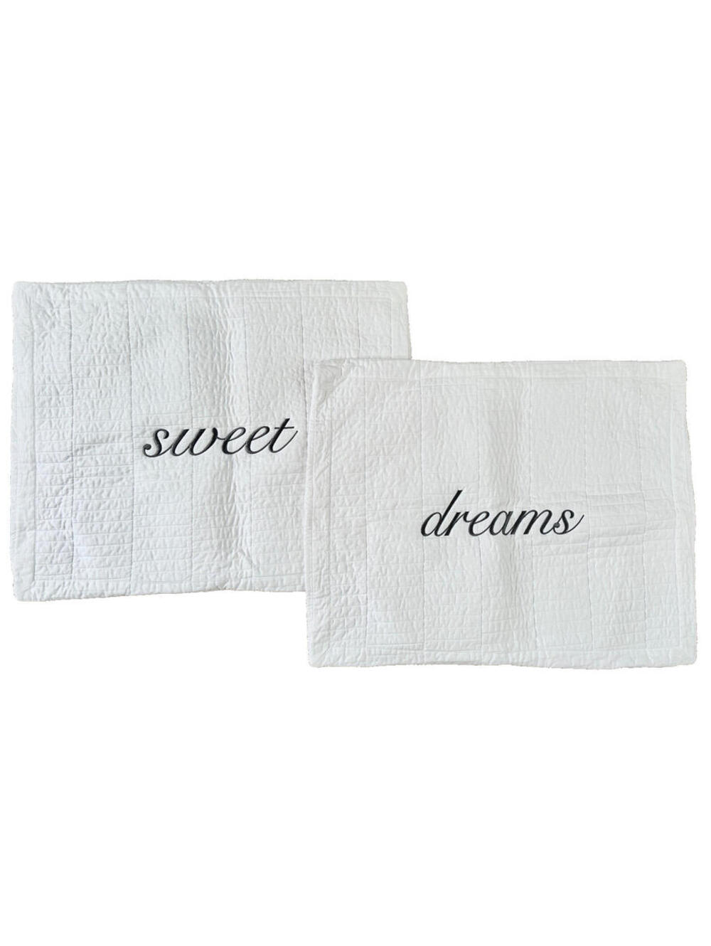 NEW Real Simple Set 2 Pair Standard Pillow Shams SWEET DREAMS Embroidered 20x26